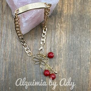 Alquimia Gold and Red Charm Bracelet